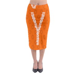 Iron Orange Y Combinator Gears Midi Pencil Skirt by Mariart