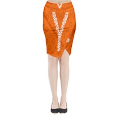 Iron Orange Y Combinator Gears Midi Wrap Pencil Skirt by Mariart