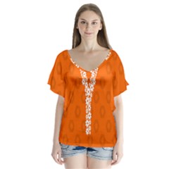 Iron Orange Y Combinator Gears Flutter Sleeve Top by Mariart