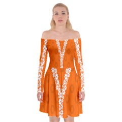 Iron Orange Y Combinator Gears Off Shoulder Skater Dress