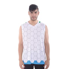 Hex Grid Plaid Green Yellow Blue Orange White Men s Basketball Tank Top by Mariart