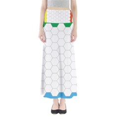 Hex Grid Plaid Green Yellow Blue Orange White Maxi Skirts by Mariart