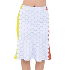 Hex Grid Plaid Green Yellow Blue Orange White Mermaid Skirt