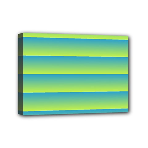 Line Horizontal Green Blue Yellow Light Wave Chevron Mini Canvas 7  X 5  by Mariart