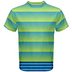 Line Horizontal Green Blue Yellow Light Wave Chevron Men s Cotton Tee by Mariart