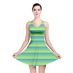 Line Horizontal Green Blue Yellow Light Wave Chevron Reversible Skater Dress by Mariart