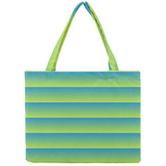 Line Horizontal Green Blue Yellow Light Wave Chevron Mini Tote Bag by Mariart