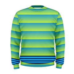 Line Horizontal Green Blue Yellow Light Wave Chevron Men s Sweatshirt by Mariart