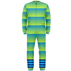 Line Horizontal Green Blue Yellow Light Wave Chevron Onepiece Jumpsuit (men) 