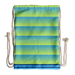 Line Horizontal Green Blue Yellow Light Wave Chevron Drawstring Bag (large) by Mariart