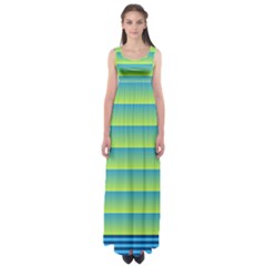 Line Horizontal Green Blue Yellow Light Wave Chevron Empire Waist Maxi Dress by Mariart