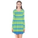 Line Horizontal Green Blue Yellow Light Wave Chevron Flare Dress View1