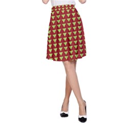 Hawthorn Sharkstooth Triangle Green Red Full A-line Skirt by Mariart