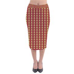 Hawthorn Sharkstooth Triangle Green Red Full Velvet Midi Pencil Skirt by Mariart