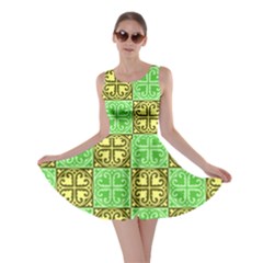 Clipart Aztec Green Yellow Skater Dress by Mariart