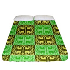 Clipart Aztec Green Yellow Fitted Sheet (king Size) by Mariart