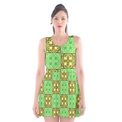 Clipart Aztec Green Yellow Scoop Neck Skater Dress by Mariart