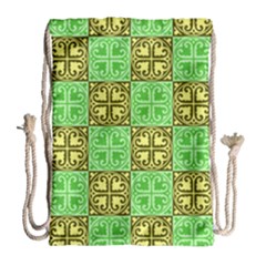 Clipart Aztec Green Yellow Drawstring Bag (large) by Mariart