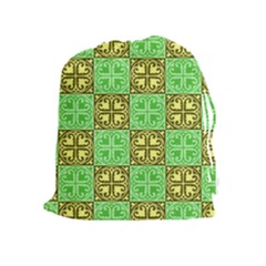 Clipart Aztec Green Yellow Drawstring Pouches (extra Large) by Mariart