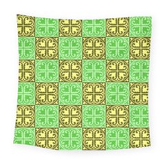 Clipart Aztec Green Yellow Square Tapestry (large) by Mariart