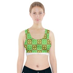 Clipart Aztec Green Yellow Sports Bra With Pocket