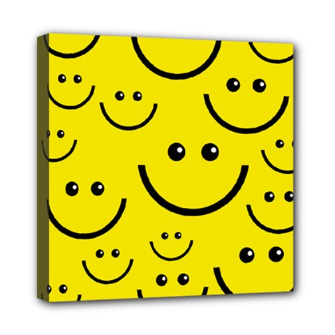 Linus Smileys Face Cute Yellow Mini Canvas 8  X 8  by Mariart