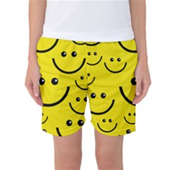 Linus Smileys Face Cute Yellow Women s Basketball Shorts by Mariart