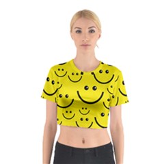 Linus Smileys Face Cute Yellow Cotton Crop Top by Mariart