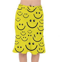 Linus Smileys Face Cute Yellow Mermaid Skirt