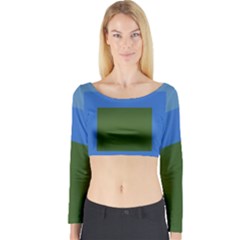 Plaid Green Blue Yellow Long Sleeve Crop Top by Mariart