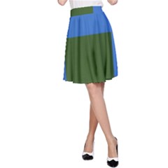 Plaid Green Blue Yellow A-line Skirt by Mariart