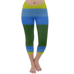 Plaid Green Blue Yellow Capri Winter Leggings  by Mariart