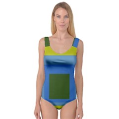 Plaid Green Blue Yellow Princess Tank Leotard  by Mariart