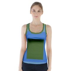 Plaid Green Blue Yellow Racer Back Sports Top by Mariart