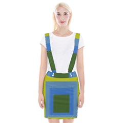 Plaid Green Blue Yellow Braces Suspender Skirt by Mariart