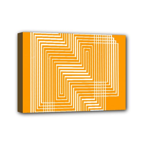 Orange Line Plaid Mini Canvas 7  X 5 