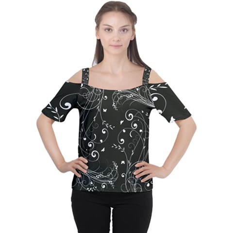 Floral Design Women s Cutout Shoulder Tee by ValentinaDesign