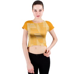 Orange Line Plaid Crew Neck Crop Top by Mariart