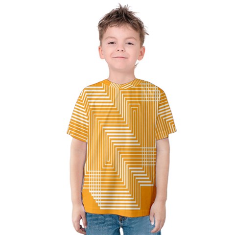 Orange Line Plaid Kids  Cotton Tee by Mariart