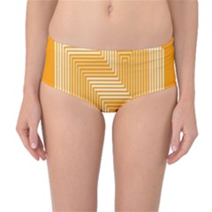 Orange Line Plaid Mid-waist Bikini Bottoms by Mariart