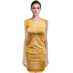 Orange Line Plaid Sleeveless Velvet Midi Dress by Mariart