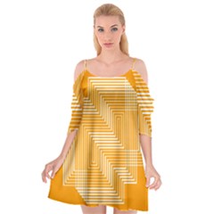 Orange Line Plaid Cutout Spaghetti Strap Chiffon Dress