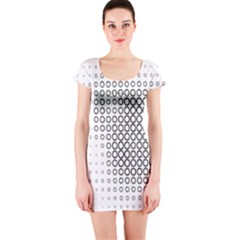 Polka Circle Round Black White Hole Short Sleeve Bodycon Dress by Mariart