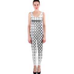 Polka Circle Round Black White Hole Onepiece Catsuit by Mariart