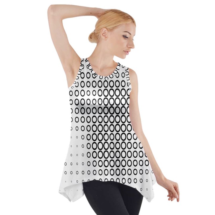 Polka Circle Round Black White Hole Side Drop Tank Tunic