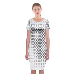 Polka Circle Round Black White Hole Classic Short Sleeve Midi Dress by Mariart