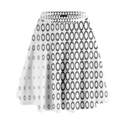 Polka Circle Round Black White Hole High Waist Skirt