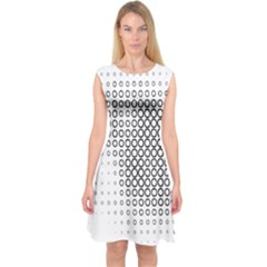 Polka Circle Round Black White Hole Capsleeve Midi Dress by Mariart