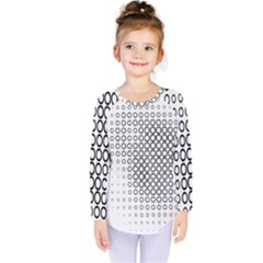 Polka Circle Round Black White Hole Kids  Long Sleeve Tee