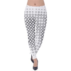 Polka Circle Round Black White Hole Velvet Leggings by Mariart